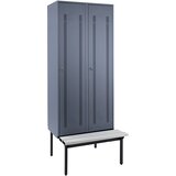 Wolf Garderobna omara s klopjo, vrata iz luknjičaste pločevine, širina razdelka 400 mm, 2 razdelka, modro siva | Shoptok.si