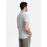 Ombre Men's BASIC single color pique knit polo shirt - grey | shoptok.hr