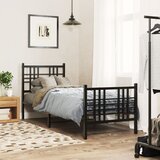 Maison Chic Kovinski Posteljni okvir - Enojna postelja - Postelja za odrasle z vzglavjem in vznožjem črn 75x190 cm, (21697343) | Shoptok.si