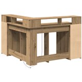  Radni stol s LED svjetlima boja hrasta 130 x 130 x 91 cm drveni | shoptok.hr