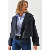 Bianco Lucci Women's Double-breasted Short Trench Coat | ePonuda.com