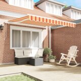 vidaXL Avtomatska retraktabilna tenda v rumeni in oranžni 350x250 cm | Shoptok.si