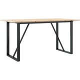 vidaXL jedilna miza o okvir 140x80x75 cm trdna borovina lito železo | Shoptok.si