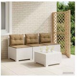 vidaXL Dvosjedni vrtni sofa s jastucima u ratan izgledu 3-sjedalo PP - Bijela 3 x sredina s taupe jastučićem i jastučićem za leđa | shoptok.hr