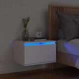 vidaXL Stenska nočna omarica z LED lučkami bela | Shoptok.si