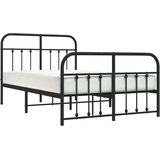 vidaXL Kovinski posteljni okvir z vzglavjem in vznožjem črn 120x200 cm | Shoptok.si
