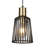 Searchlight Bird Cage 1 viseča svetilka v kletki, antična medenina, mat črna, E27, (22101033) | Shoptok.si
