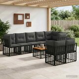  Set vanjskih sofa 9 kom. Crna i tamno siva Poliester | shoptok.hr