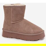 Boto Women's Snow Boots Made of Natural Suede on Platform Beige Privine | Shoptok.si