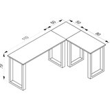 MID.YOU Kotna Pisalna Miza Lona, Antracit, Črna, 160x130cm | Shoptok.si