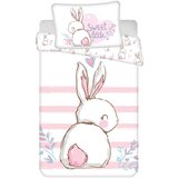 Jerry Fabrics Bela/rožnata bombažna otroška posteljnina za otroško posteljico 100x135 cm Bunny "Sweet" – | Shoptok.si