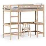 vidaXL Posteljni okvir z mizo 75x190 cm trdna borovina | Shoptok.si