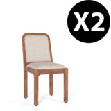 GINER Y COLOMER Komplet dveh stolov iz akacijevega lesa in bež blaga, (22147282) | Shoptok.si