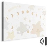  Slika - Fairy-Tale Galaxy - Phases of the Moon in Yellow Tones Among Stars in Beige and Ash Colors with Stardust 90x60 Akustična | shoptok.hr