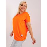 Fashion Hunters Orange plus size blouse with short sleeves Cene