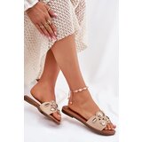 Boto Women's Flat Sandals With Golden Pins Beige Nalothiel | Eponuda.ba
