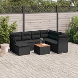 Maison Chic Seti vrtnega pohištva - Vrtna garnitura - Vrtni pohištvo set 8-delna z blazinami črn poli ratan, (21799380) | Shoptok.si