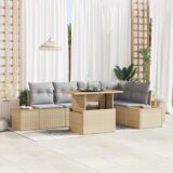 vidaXL 6 komada vrtni set sofe s jastučićima bež poli ratan | shoptok.hr