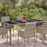 vidaXL vrtna miza s stekleno ploščo siva 190x90x75 cm poli ratan | Shoptok.si