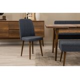 Hanah home vina 03 1048 walnut dark blue (produžni trpezarijski sto, stolice i konzola set (7 komada) | ePonuda.com