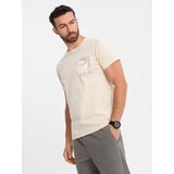Ombre Men's cotton t-shirt with printed pocket - turquoise | Shoptok.si