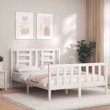 Maison Chic Posteljni okvir - Dvoposteljna postelja - Zakonska postelja brez vzmetnice bel 120x200 cm trdna borovina-J11172, (21770098) | Shoptok.si