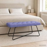  Klupa s gumbastim tkanjem Traper plava 110 x 40 x 46 cm Tkanina | shoptok.hr