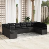 vidaXL 10-delni vrtni kavč set z blazinami črna poli ratan | Shoptok.si
