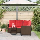  Set vanjskih sofa s jastukom 2 pcs Smeđa i crvena poliratan | shoptok.hr