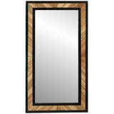Zidno ogledalo Crna i smeđa 50 x 2 x 90 cm Čvrsto drvo akacije | shoptok.hr