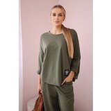 Kesi Set of cotton sweatshirt and trousers light khaki Cene