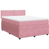 vidaXL Box spring postelja z vzmetnico roza 160x200 cm žamet, (21307373) | Shoptok.si