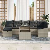 vidaXL 8-dijelni vrtni sofa set s jastučićima svijetlo sivi poly ratan | shoptok.hr