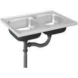  Kuhinjski sudoper s dva korita srebrni 800x600x155 mm čelični | Eponuda.ba