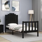 vidaXL Posteljni okvir z vzglavjem črn 2FT6 trden les | Shoptok.si
