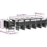  Vrtna jedilna garnitura 15-delna z blazinami siv poli ratan, (21023334) | Shoptok.si