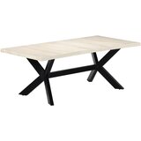  Blagovaonski stol bijeli 200x100x75 cm od masivnog drva manga | shoptok.hr