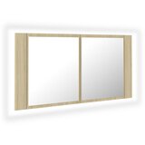 Furnova LED kopalniška omarica z ogledalom sonoma hrast 90x12x45 akril, (21947389) | Shoptok.si