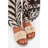 Boto Ladies platform sandals with decorative flowers beige Tessara | Shoptok.si
