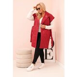 Kesi Włoski Women's Plus Size quilted vest with belt and collar brown | Shoptok.si