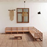  Vrtna sedežna garnitura 10-delna medeno rjava trdna borovina, (20973167) Cene