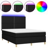  Box spring postelja z vzmetnico LED črna 140x190 cm b | Shoptok.si