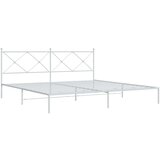 vidaXL Kovinski posteljni okvir z vzglavjem bel 200x200 cm, (21151846) | Shoptok.si