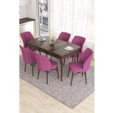 Hanah home Eva - Baroque, Purple BaroquePurple Extendable Dining Table & Chairs Set (7 Pieces) | ePonuda.com