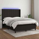  Krevet box spring s madracem LED crni 140x190 cm od tkanine | shoptok.hr
