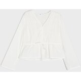 Sinsay Pamučna bluza s rupičastim umetkom | shoptok.hr