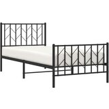 vidaXL Kovinski posteljni okvir z vzglavjem in vznožjem črn 90x190 cm | Shoptok.si