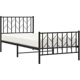 vidaXL Metalni okvir kreveta uzglavlje i podnožje crni 90x190 cm | shoptok.hr
