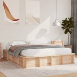 vidaXL Krevet s dizalicom za pohranu - 150 x 200 cm, Čvrsta borovina | shoptok.hr