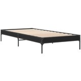 vidaXL Okvir za krevet crni 90 x 190 cm od konstruiranog drvo i metal | shoptok.hr